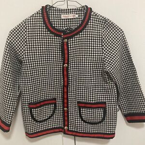 Bonnie’s Gift Girls Houndstooth Wool Blend Cardigan Style Jacket. Size 10.